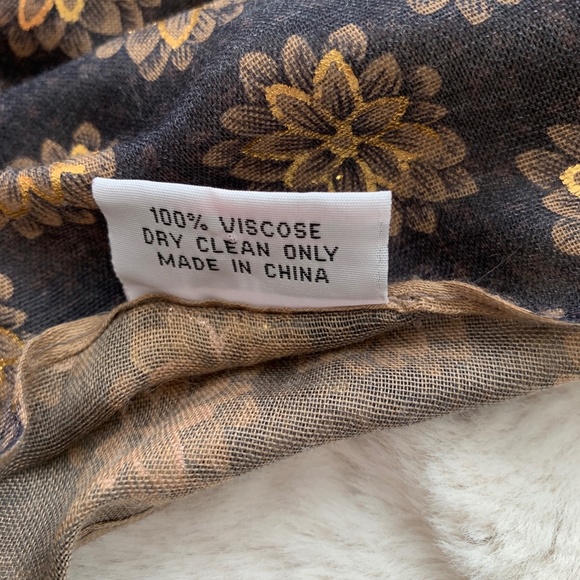 Lulla Collection by Bindya Blue & Gold Floral Oblong Lightweight Scarf - Picture 8 of 8